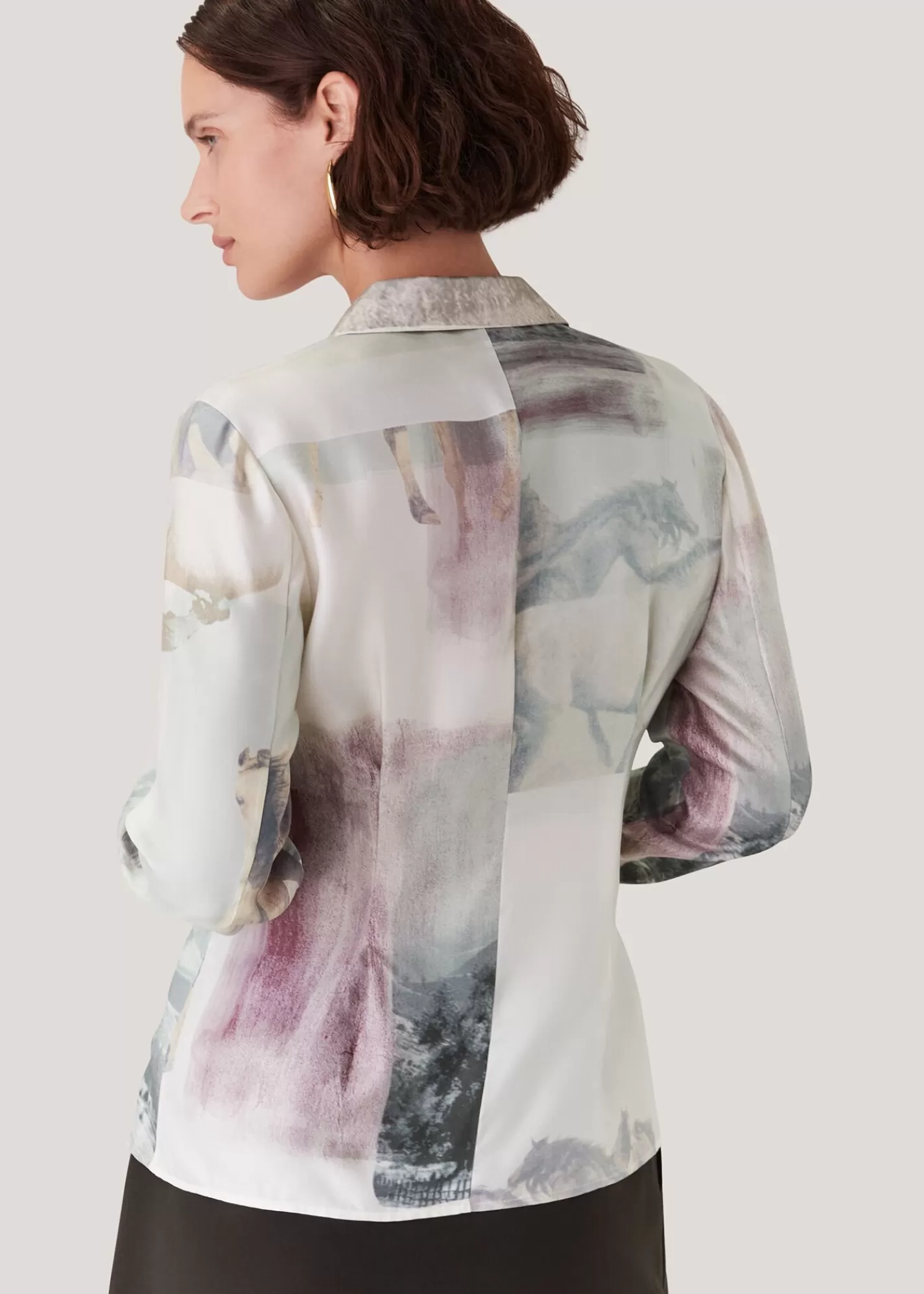 Whistles Shirts & Blouses | Tops*Ivory Wild Horse Print Silk Shirt Ivory/Multi