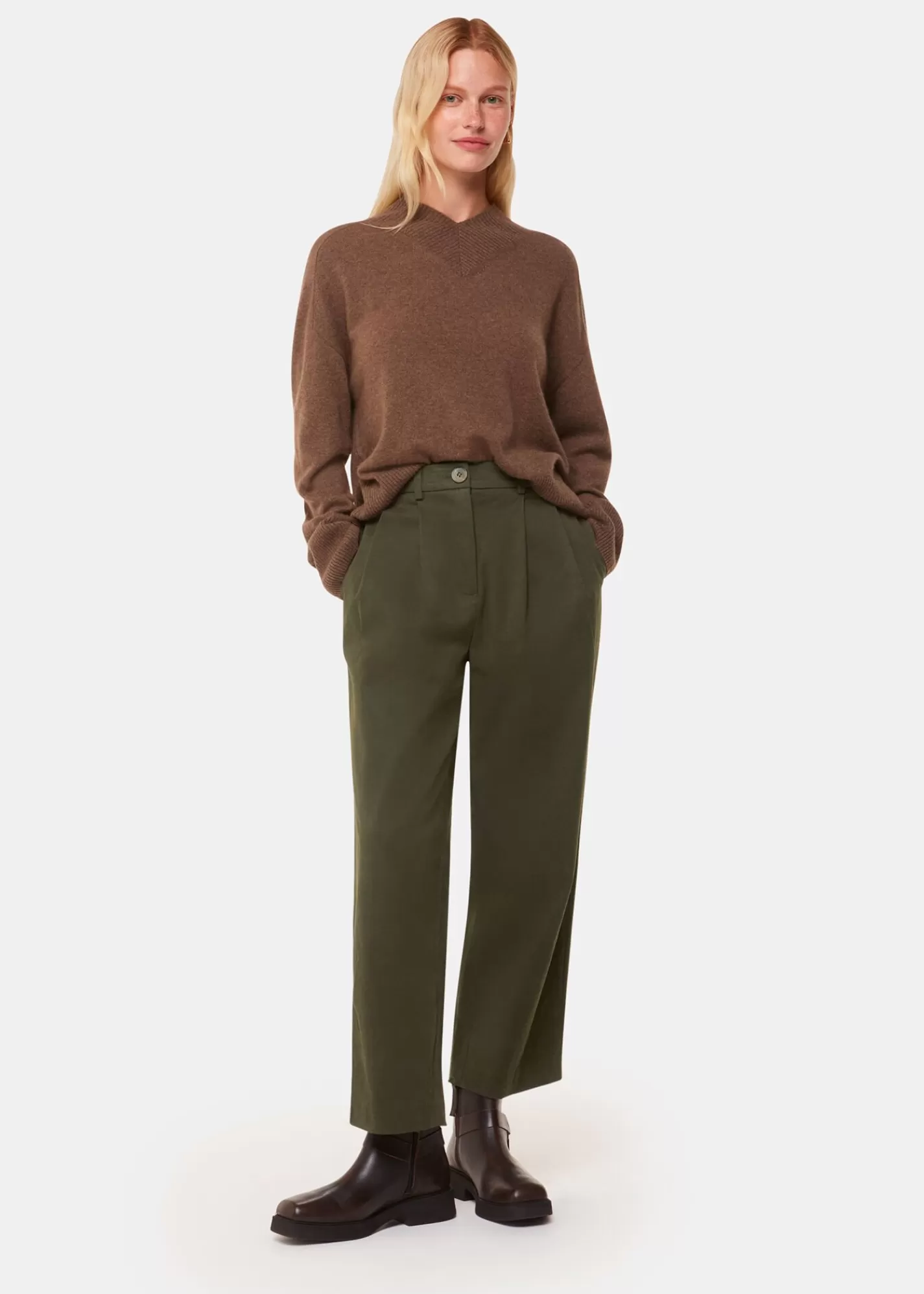 Whistles Trousers*Bethany Barrel Leg Trouser Khaki