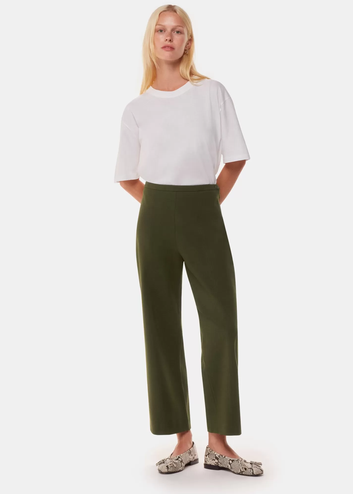 Whistles Trousers*Camilla Wide Leg Trouser Khaki