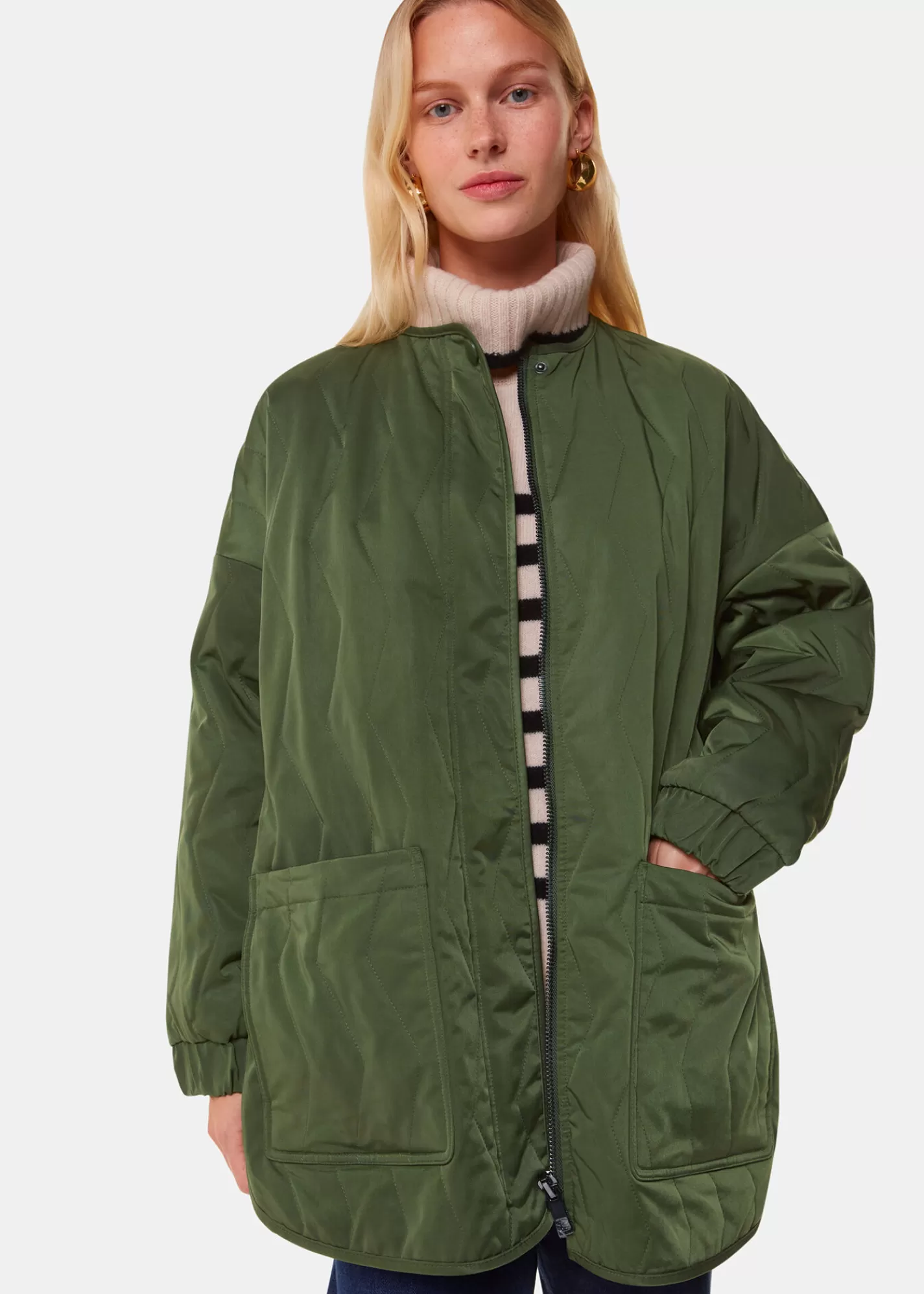 Whistles Coats & Jackets*Esther Quilted Coat Khaki