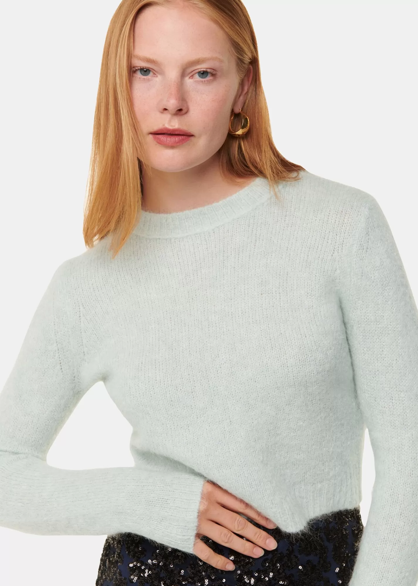 Whistles Knitwear & Cashmere*Alpaca Mix Fluffy Knit Mint