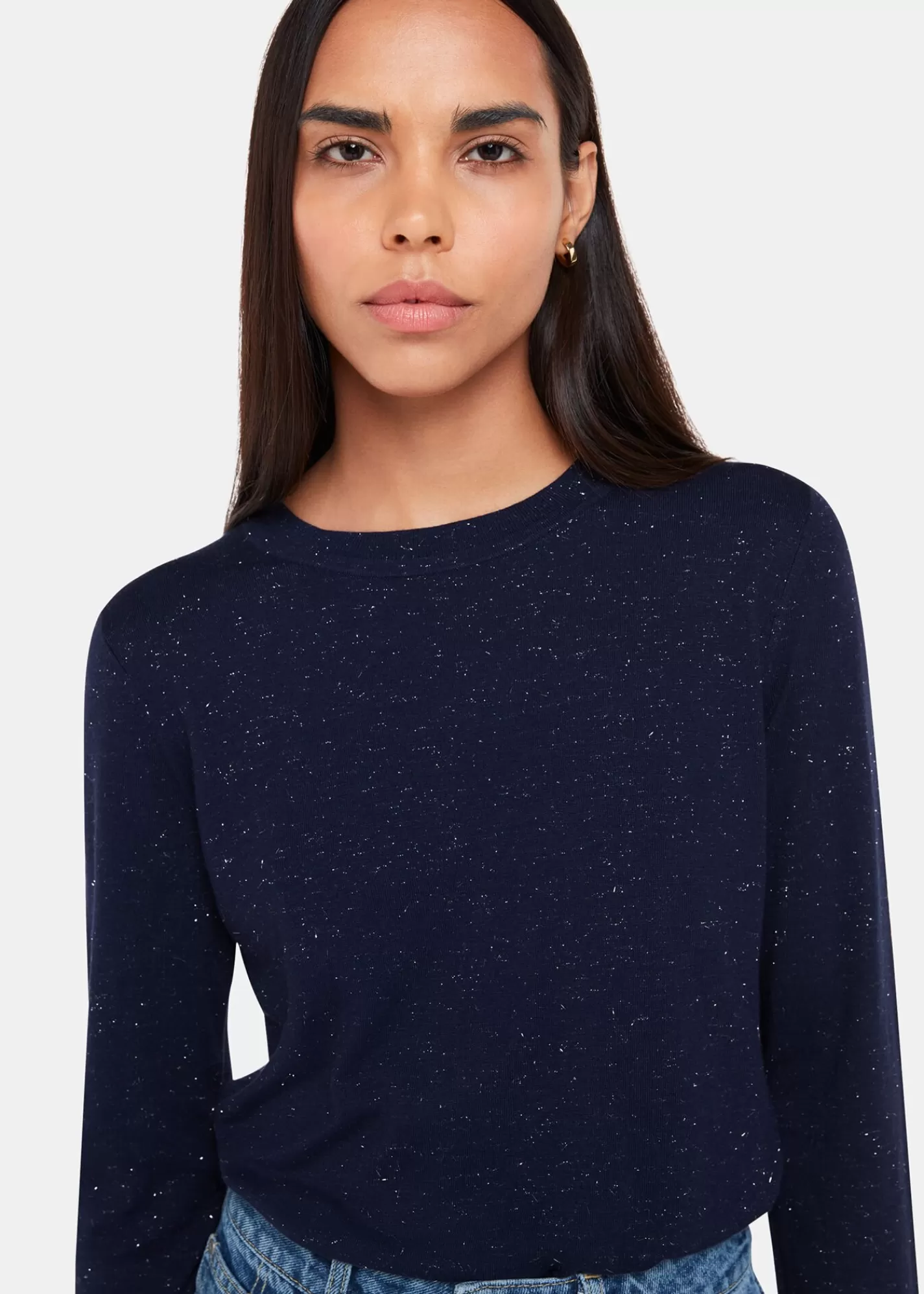 Whistles Knitwear & Cashmere*Annie Sparkle Crew Neck Navy