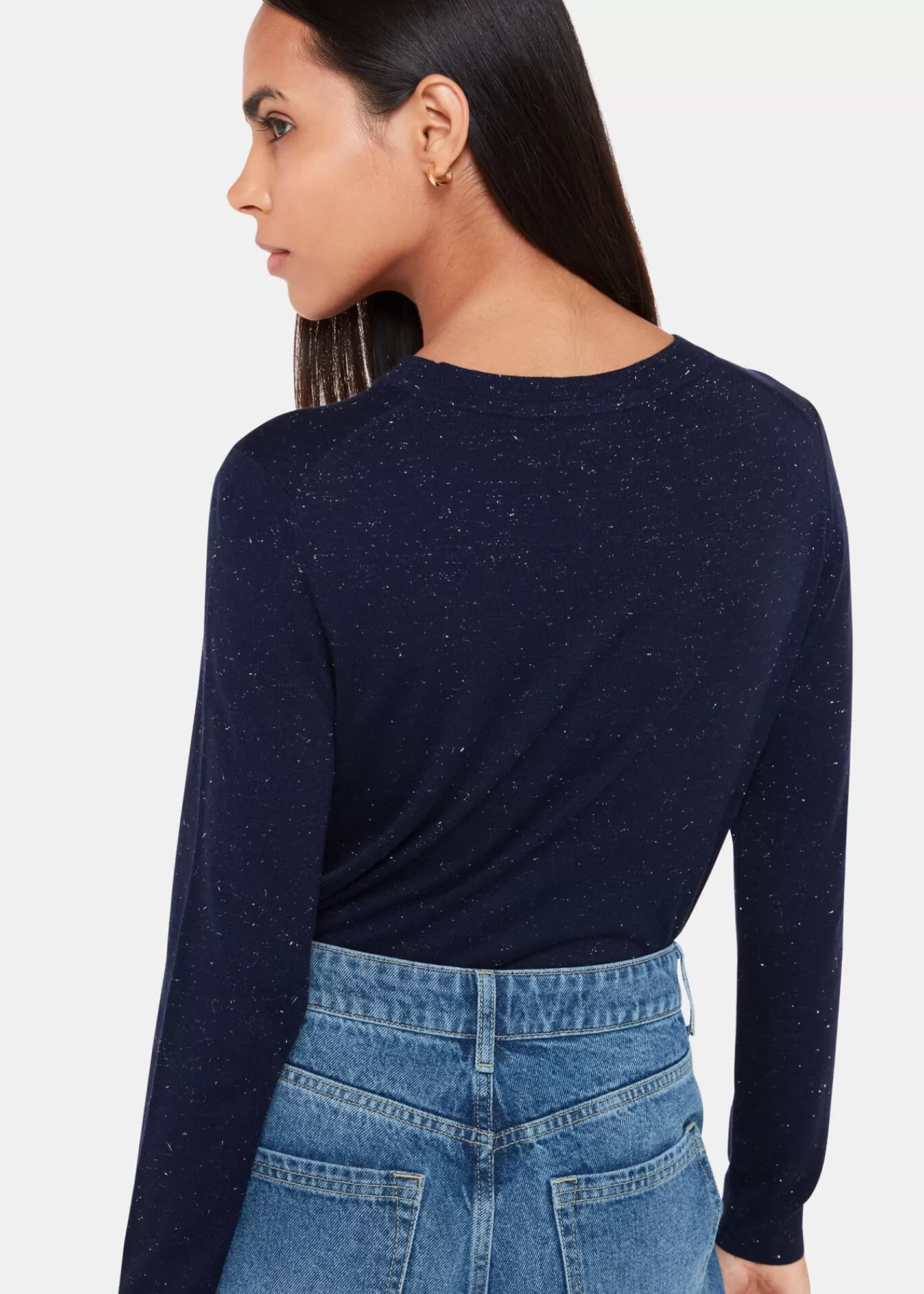 Whistles Knitwear & Cashmere*Annie Sparkle Crew Neck Navy