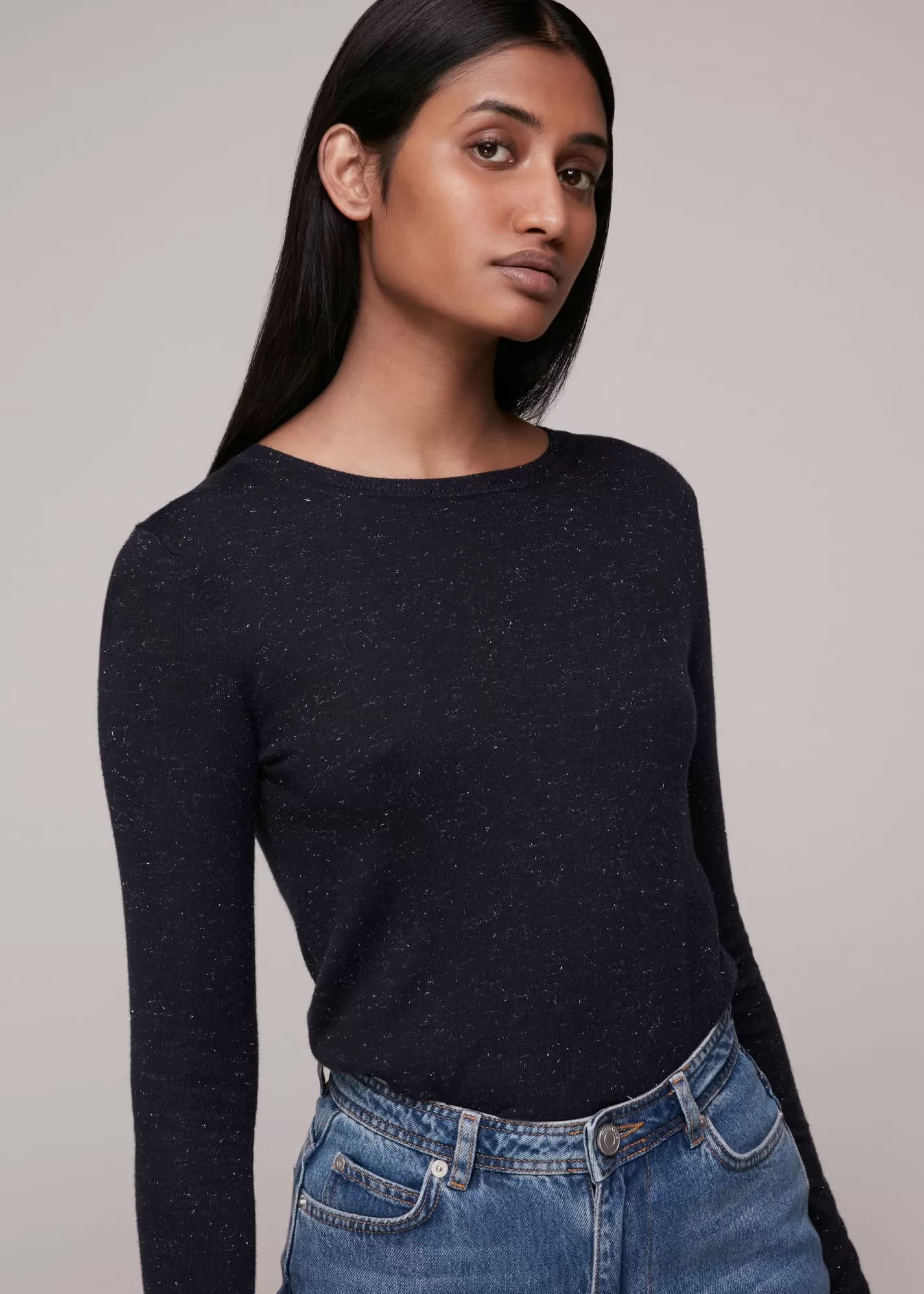 Whistles Knitwear & Cashmere*Annie Sparkle Knit Navy