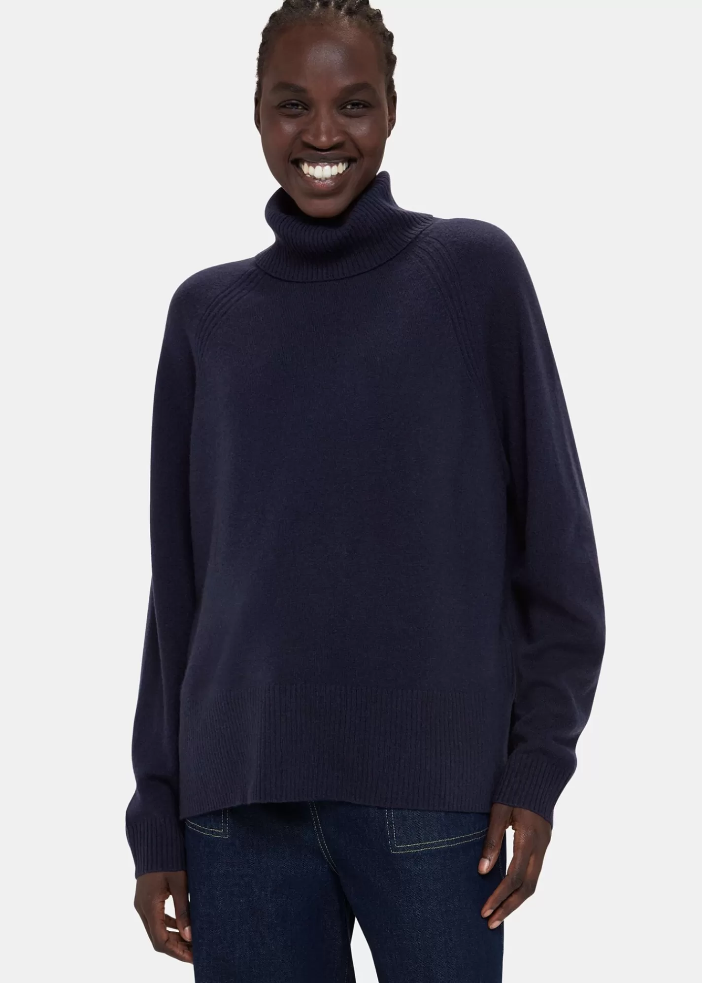 Whistles Knitwear & Cashmere*Cashmere Roll Neck Navy