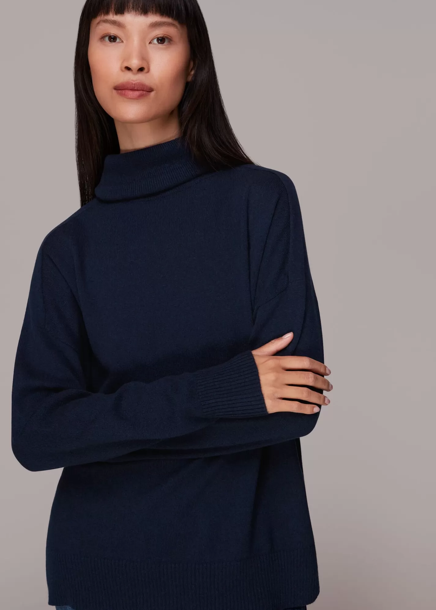 Whistles Knitwear & Cashmere*Cashmere Roll Neck Jumper Navy