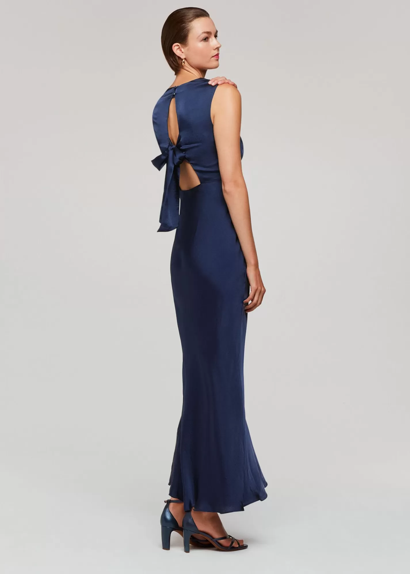 Whistles Dresses*Cowl Neck Satin Maxi Dress Navy