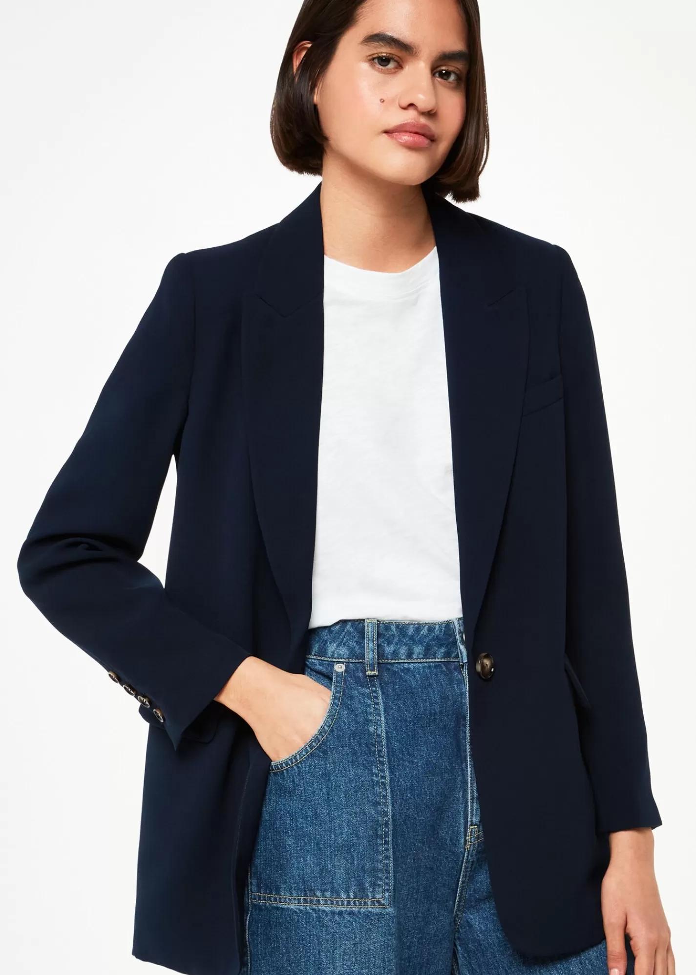 Whistles Tailoring | Coats & Jackets*Crepe Boyfriend Blazer Navy