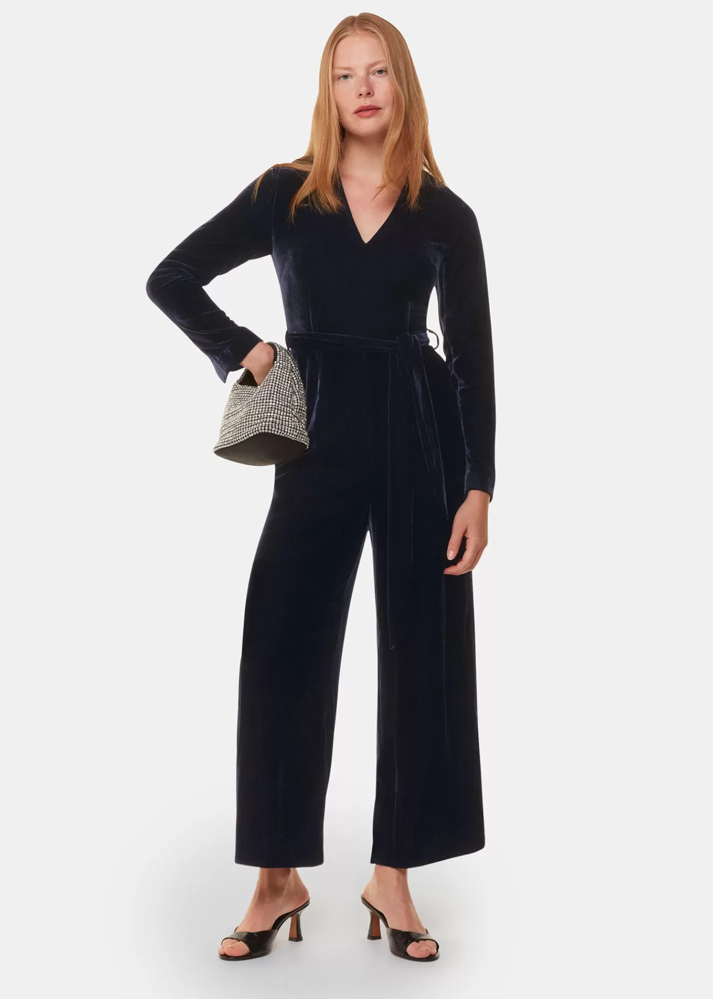 Whistles Jumpsuits*Elora Velvet Jumpsuit Navy