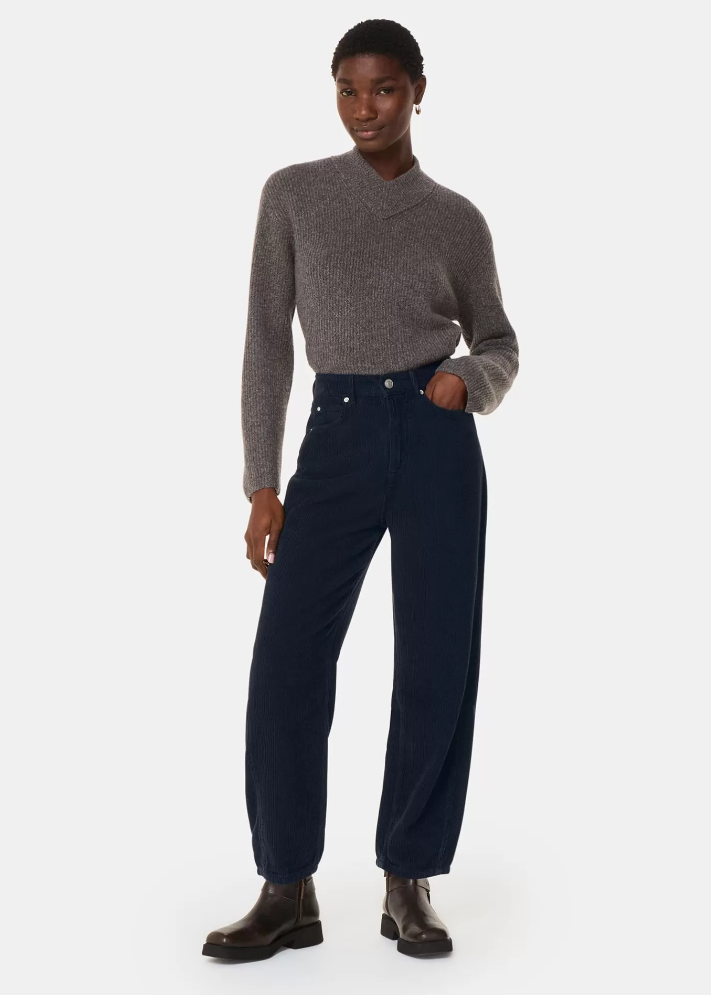 Whistles Jeans | Trousers*High Waist Cord Barrel Jean Navy