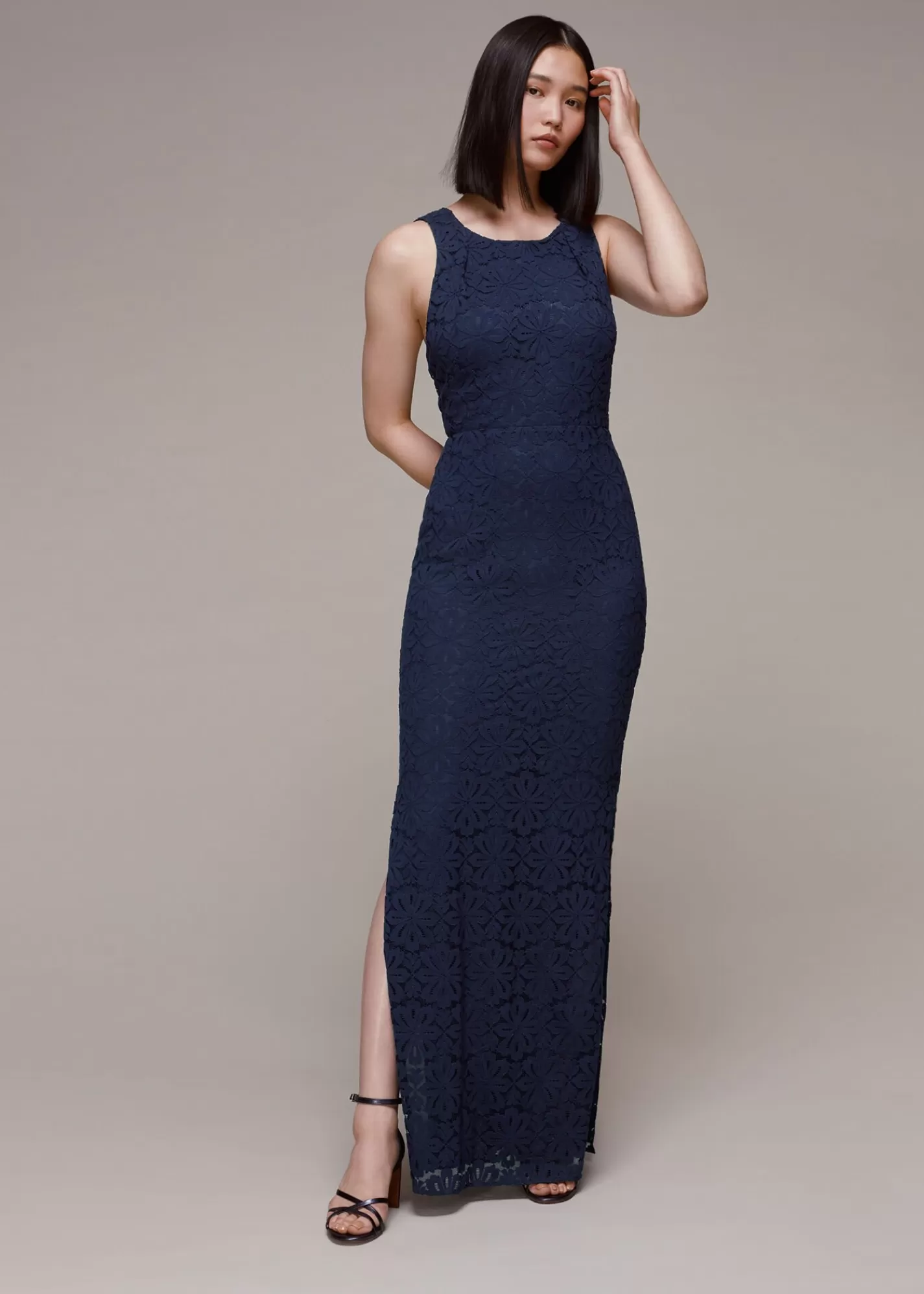 Whistles Dresses*Lace Tie Back Maxi Dress Navy