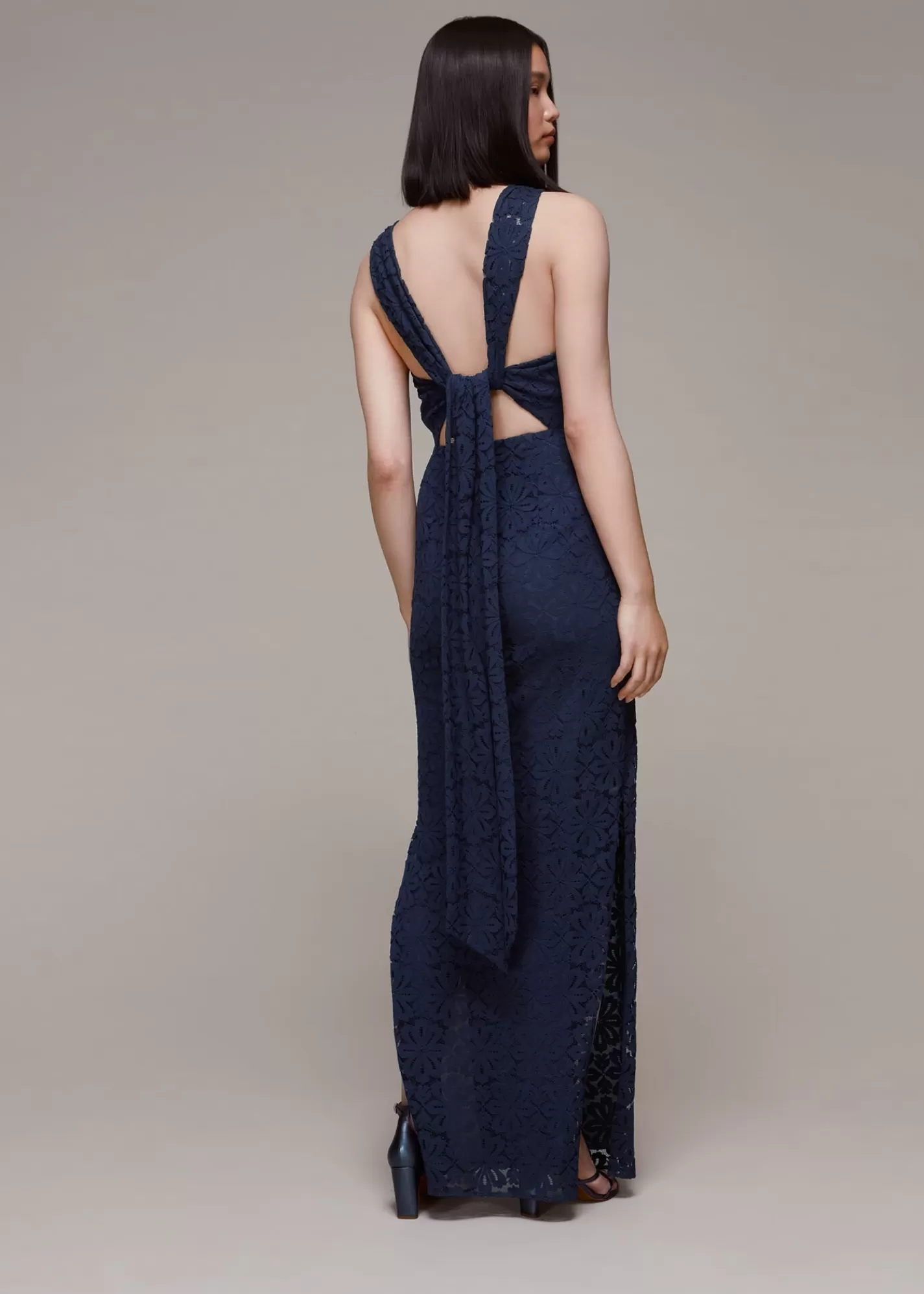 Whistles Dresses*Lace Tie Back Maxi Dress Navy