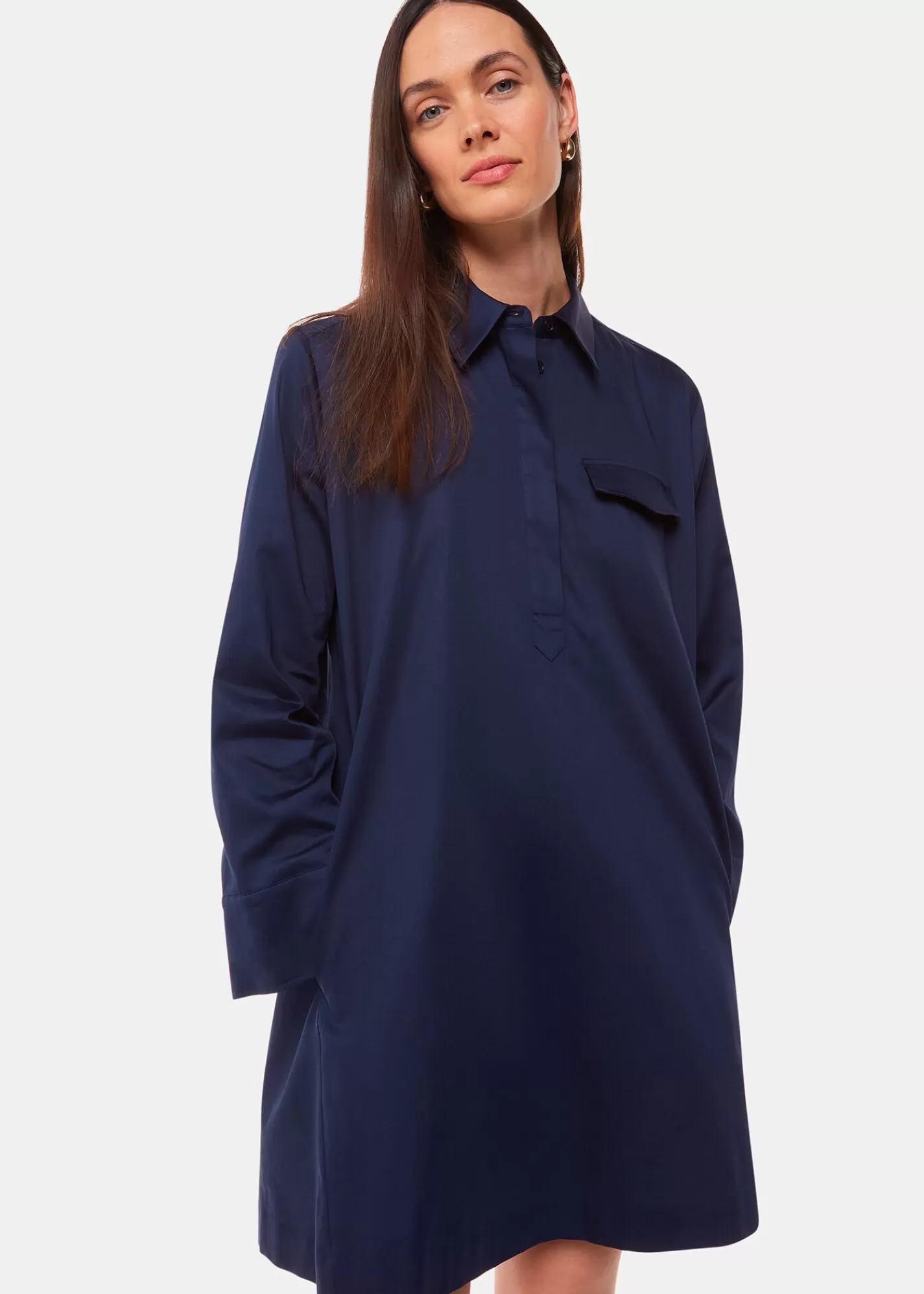 Whistles Dresses*Lara Cotton Shirt Dress Navy