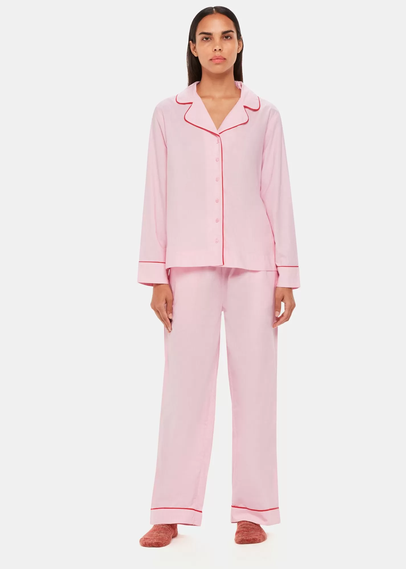 Whistles Pyjamas*Pink Contrast Piping Pyjamas Pink/Multi