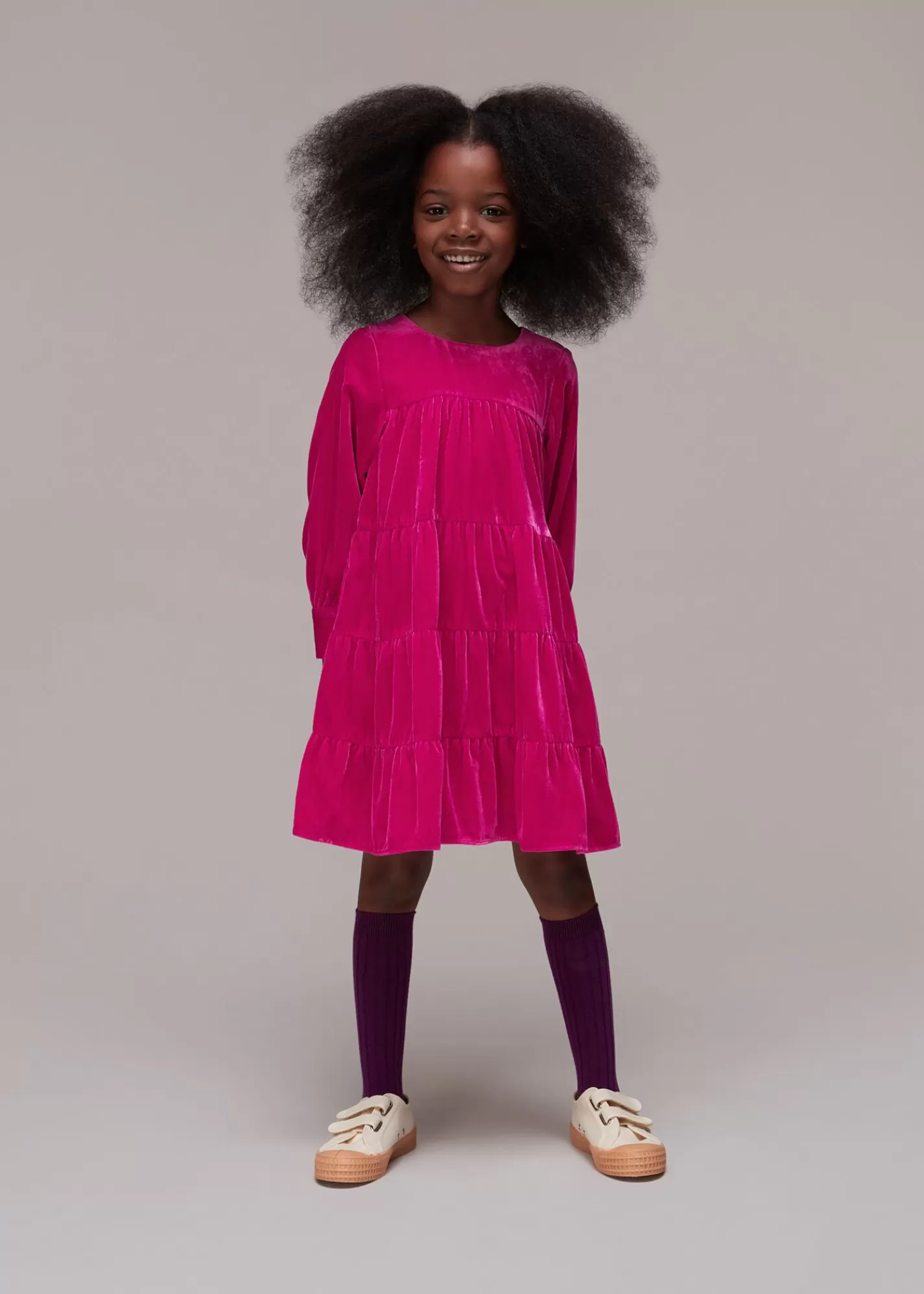 Whistles Dresses & Jumpsuits*Sawyer Velvet Tiered Dress Pink