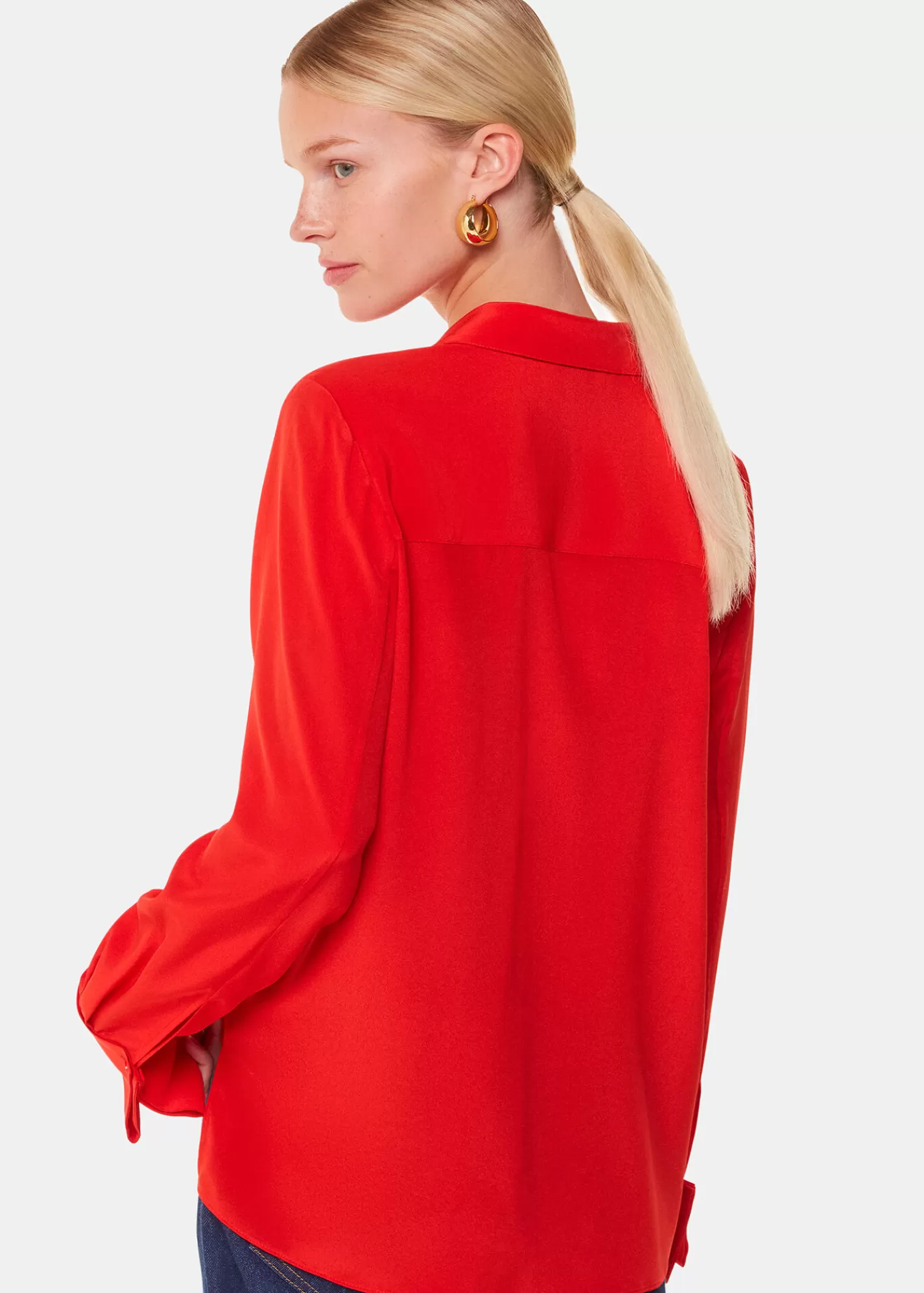 Whistles Tops*Ultimate Silk Shirt Red