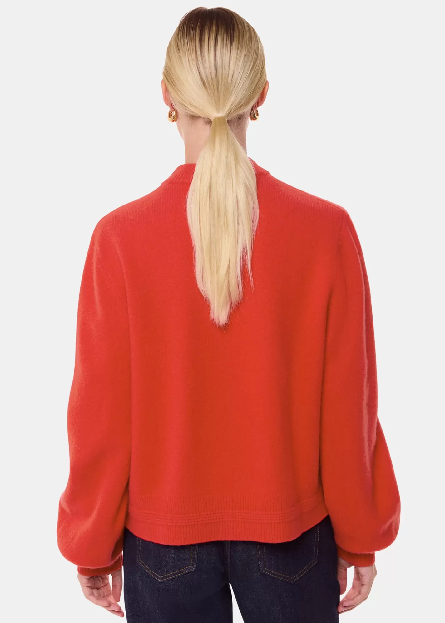 Whistles Knitwear & Cashmere*Zip Front Bomber Knit Red