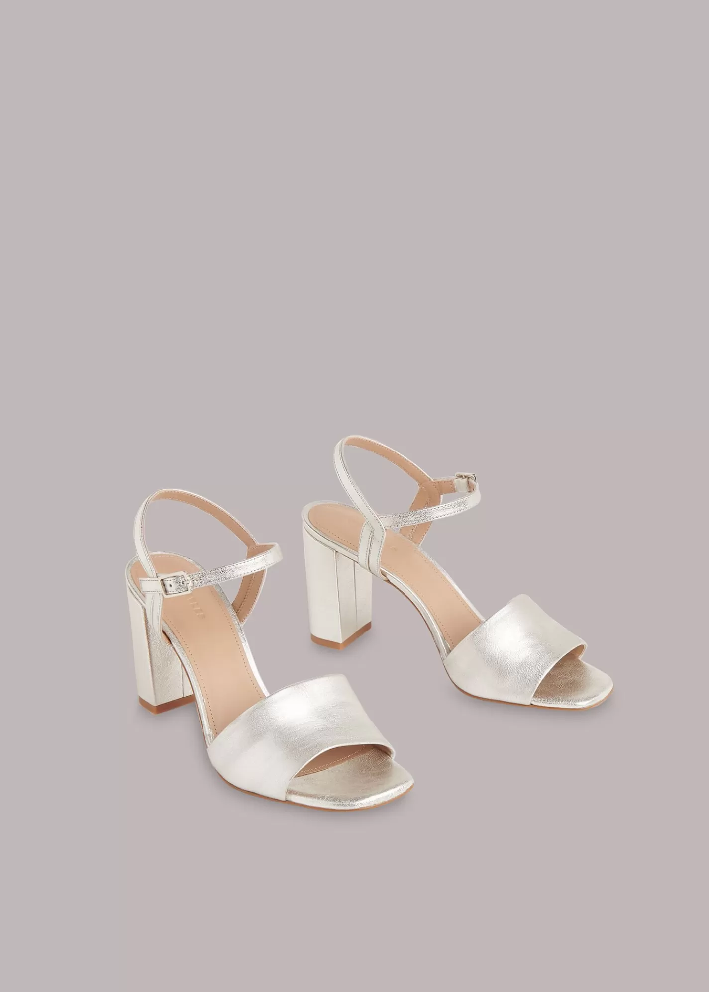 Whistles Heels*Lilley High Block Heel Sandal Silver