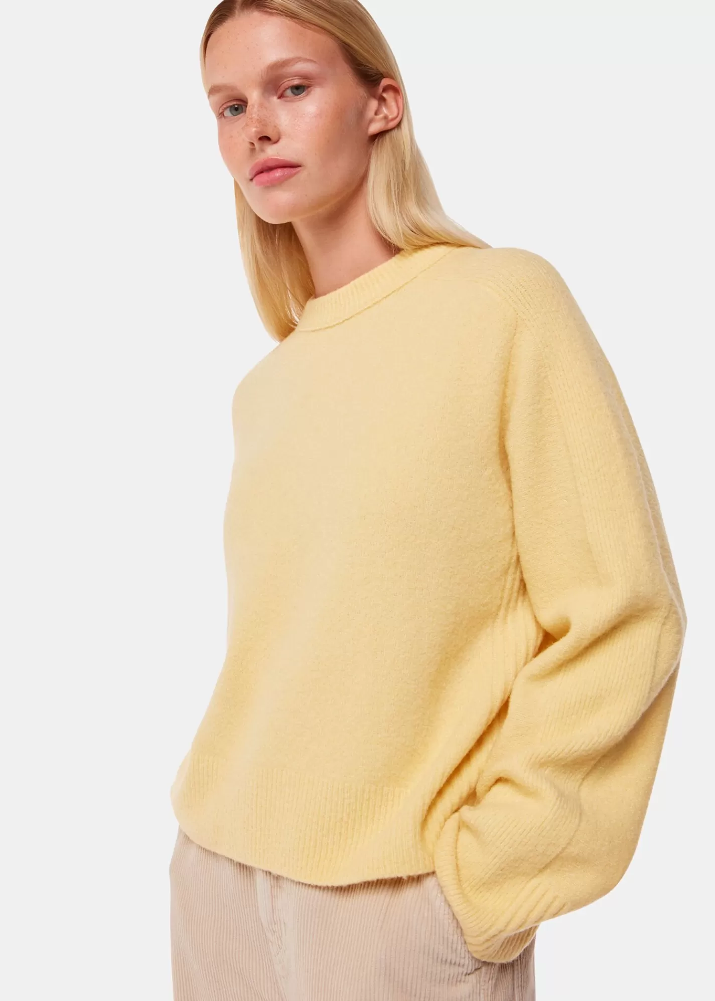 Whistles Knitwear & Cashmere*Alana Wool Mix Crew Neck Yellow